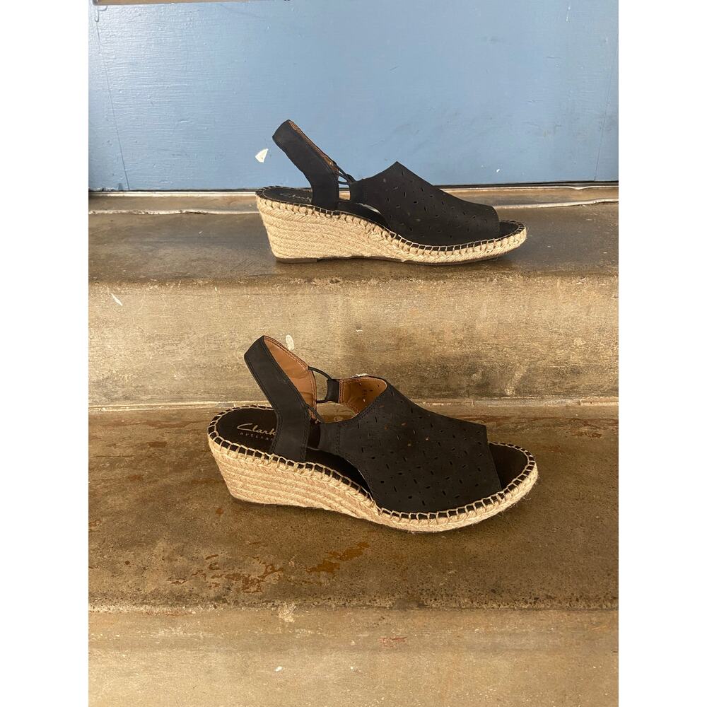 Clarks Artisan Petrina Gail black slingback espadrille sandal- WIDE WIDTH